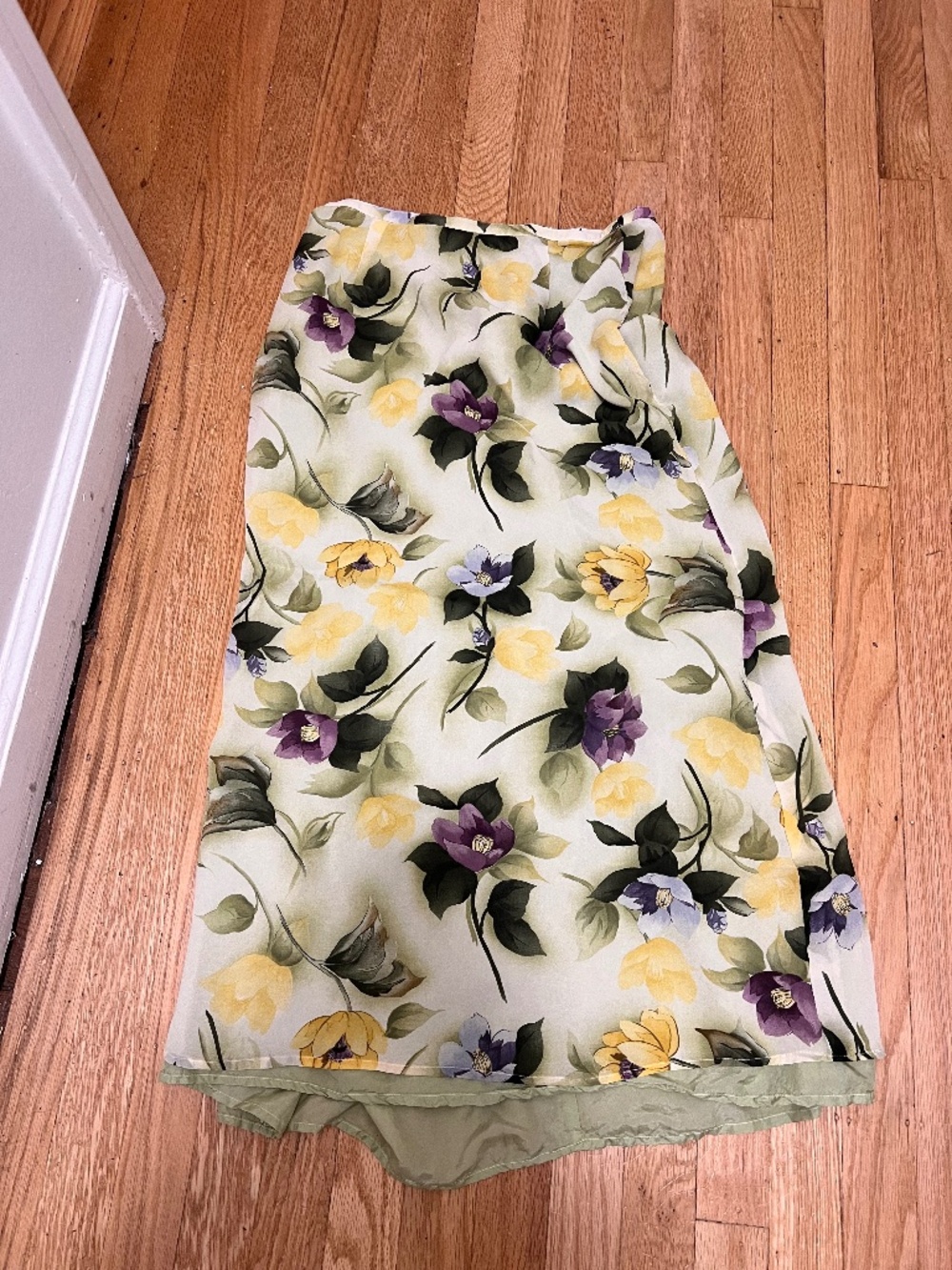 Silk floral midi skirt